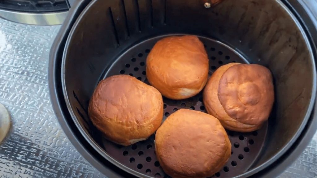 After 3/4 minutes, flip the biscuits and cook again for the remaining time.