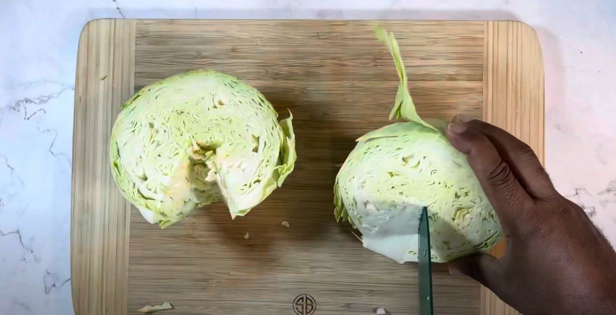 Cut and wash rinse cabbage