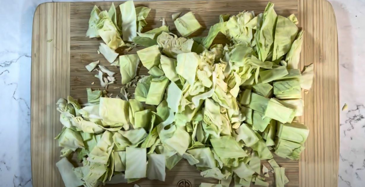 Cut and wash rinse cabbage